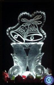 Christmas bells ice sculpture
