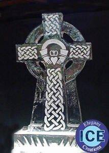 celtic cross with calladdagh ring ice sculpture