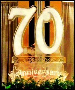 Large Number over Banner Ice Sculpture for Birthdays and Anniversary
