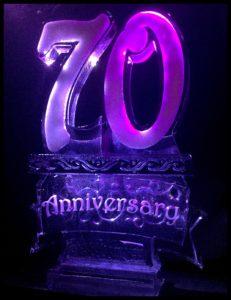 Large Number over Banner Ice Sculpture for Birthdays and Anniversary